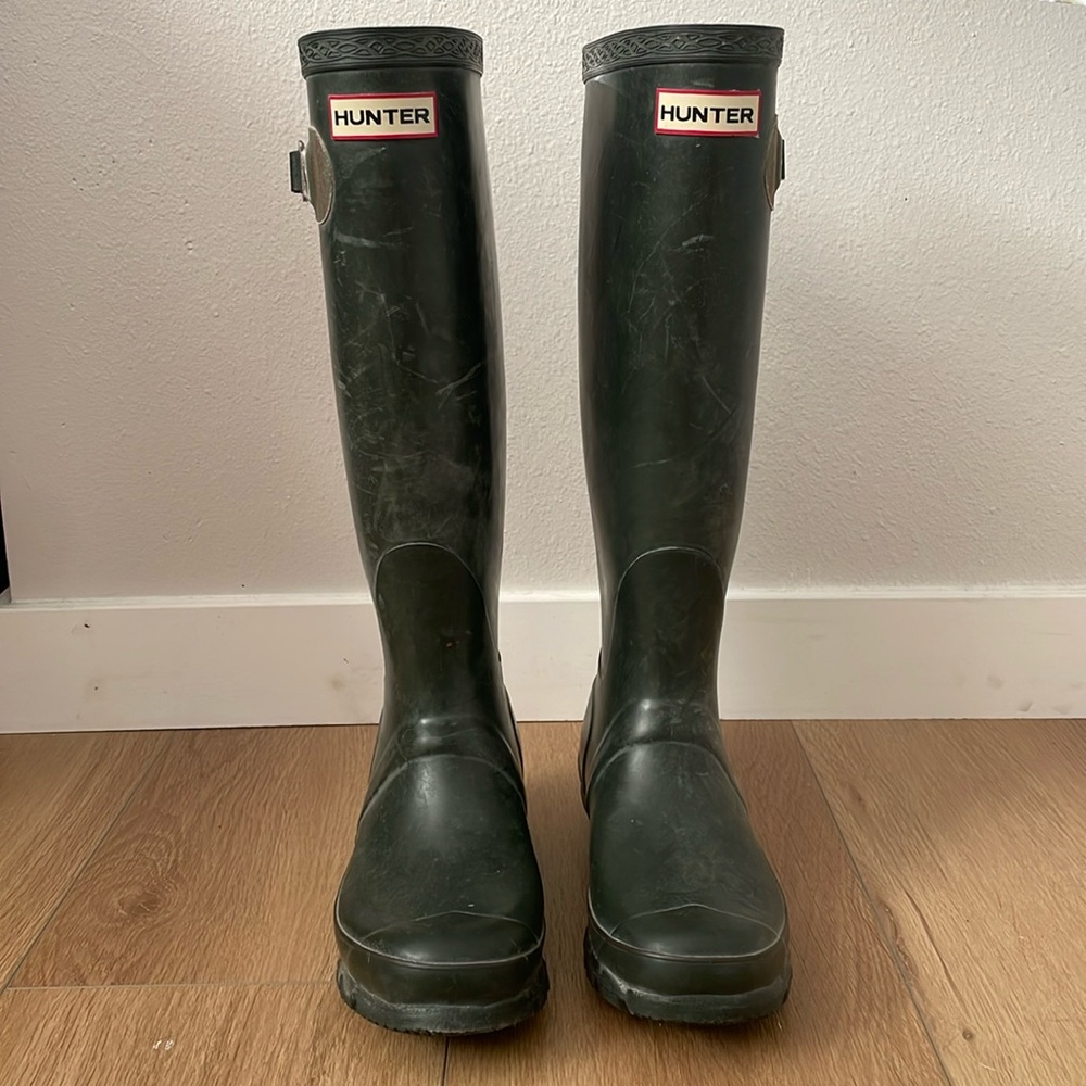 Hunter Festival Wellington tall green rain boots size US 5 / EU 36 / UK 3